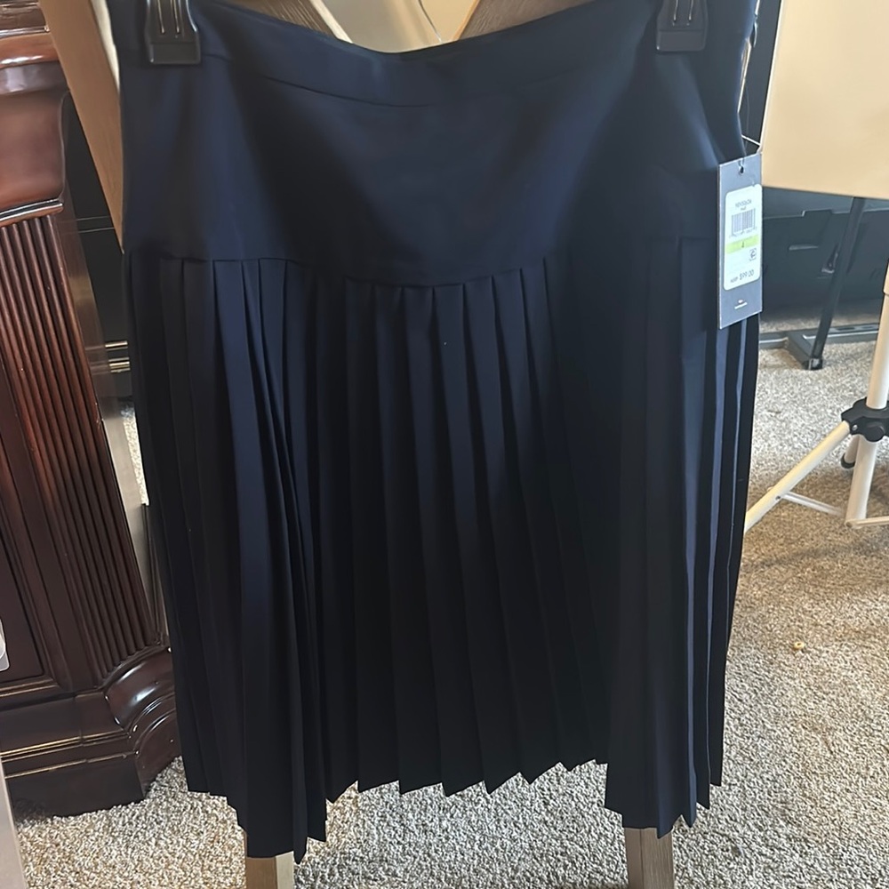 Tommy Hilfiger Black Midi Pleated A-Line Skirt